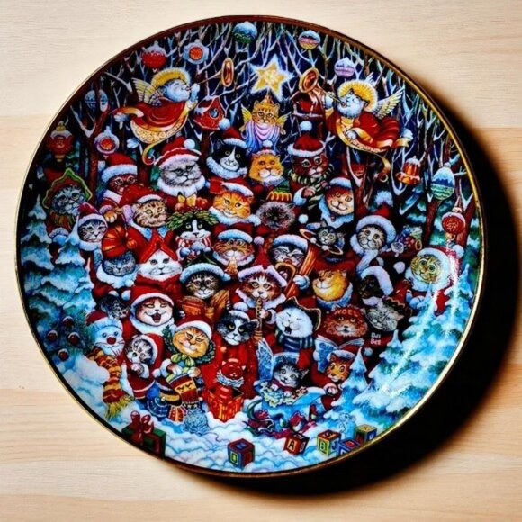 Franklin Mint Bill Bell “Santa Claws” Collectible Cat Plate Limited Edition - Picture 9 of 9